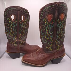 Twisted X Leather Embroidered Floral Square Toe Cowboy Boots Western Festival